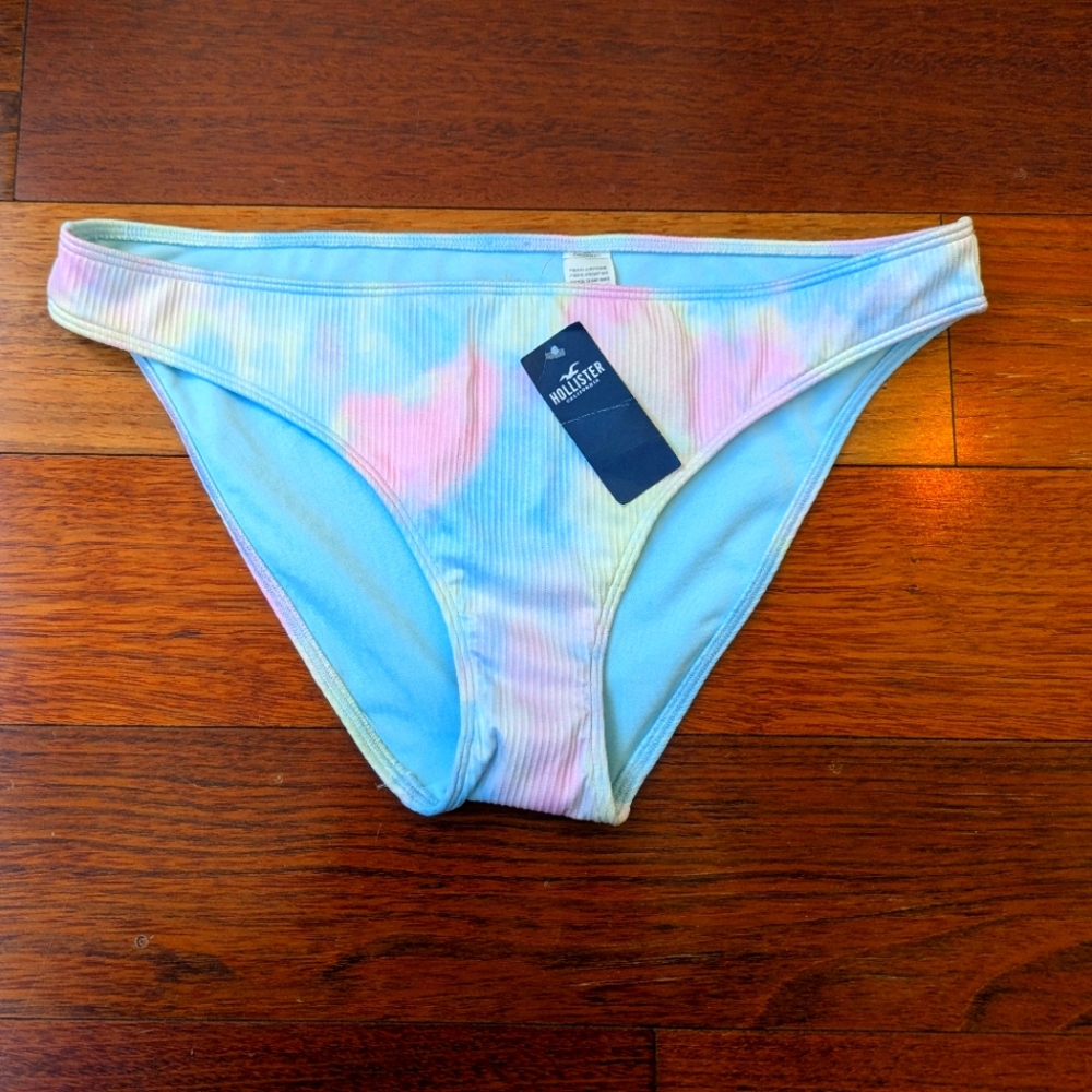 Hollister NWT Blue Pink Yellow Tie-Dye Bikini Bottom Size XL